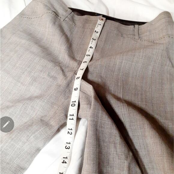 T Tahari mocha wool blend glen plaid flared mid rise dress pants size 4 - Picture 4 of 16